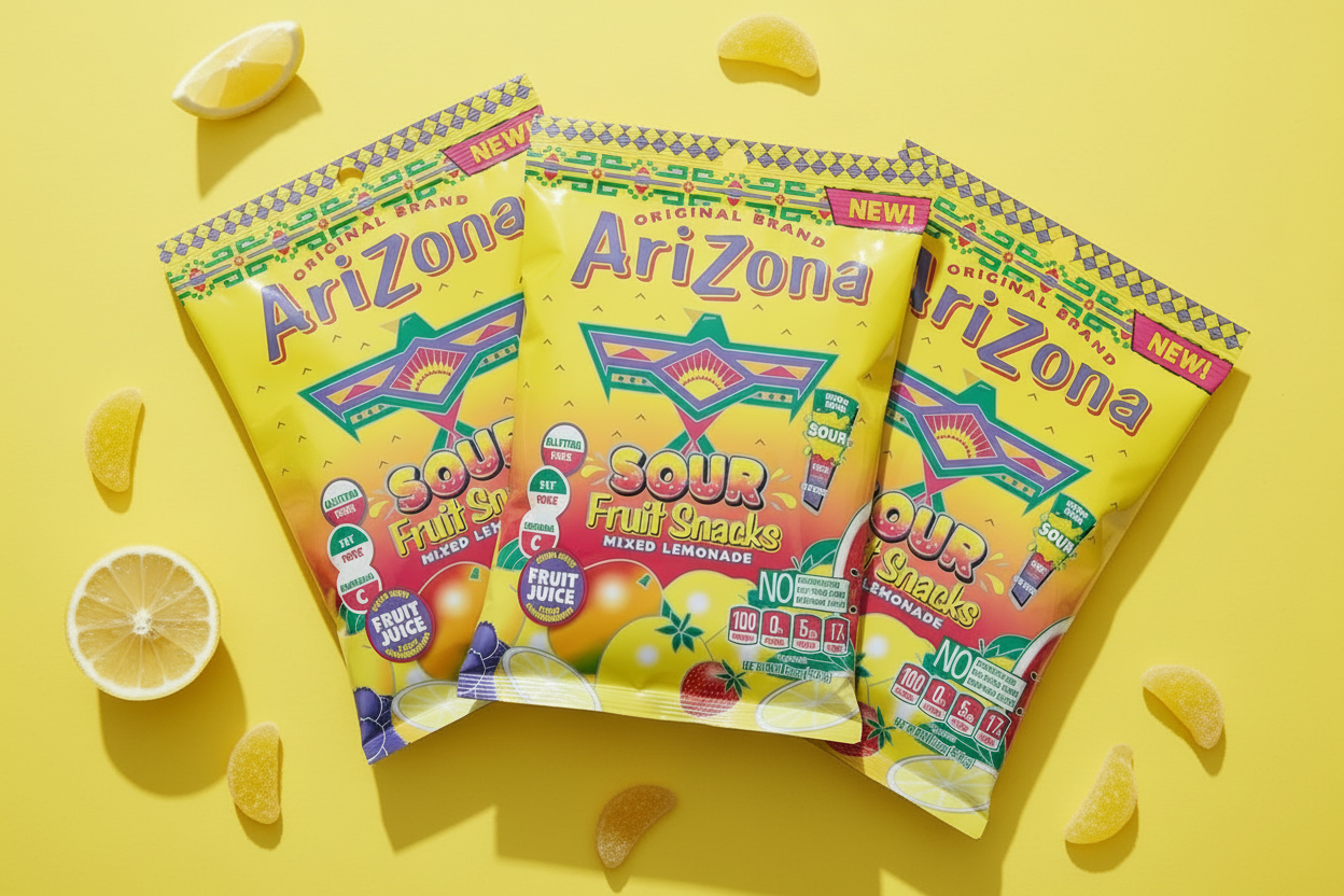 Arizona Sour Lemonade Gummies 3-pack bundle yellow surface lifestyle