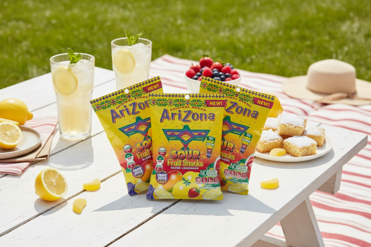 Arizona Sour Lemonade Gummies 3-pack summer picnic lifestyle