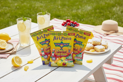 Arizona Sour Lemonade Gummies 3-pack summer picnic lifestyle