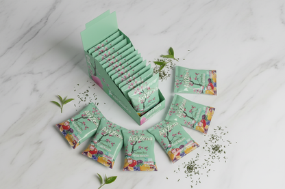 Arizona Gummies Green Tea box of 12 opened flat lay lifestyle