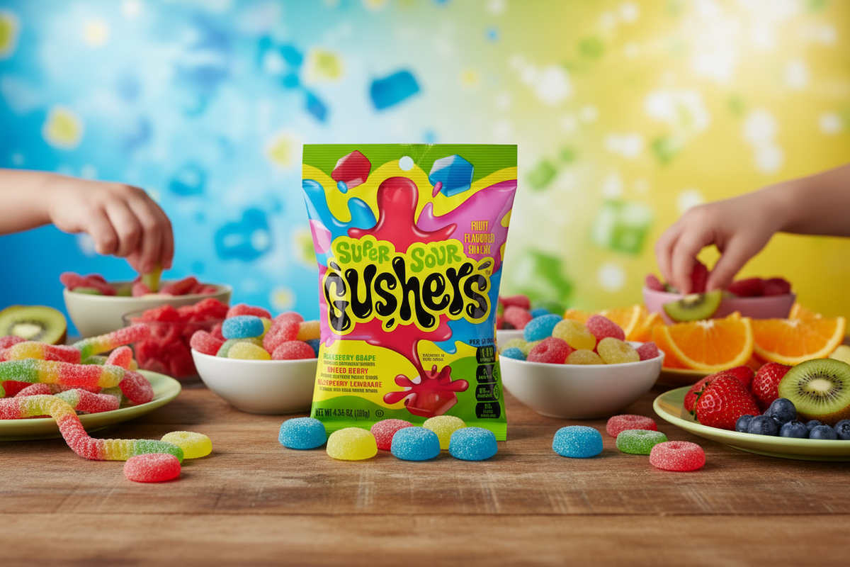 Gushers Super Sour 4.25oz after-school snack table lifestyle
