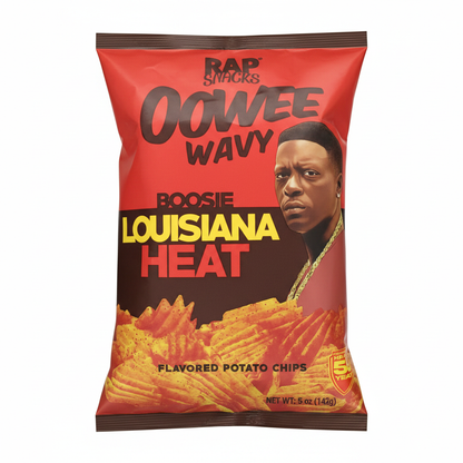 Rap Snacks Boosie Oowee Wavy Louisiana Heat chips bag enhanced