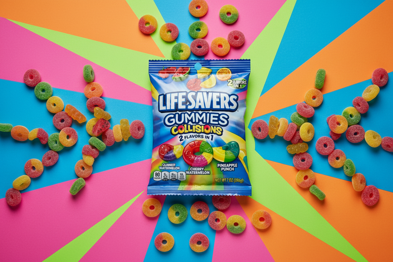 Life Savers Gummies Collisions – Neon Flat Lay