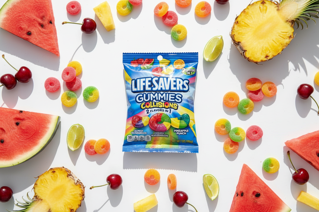 Life Savers Gummies Collisions – Tropical Flat Lay