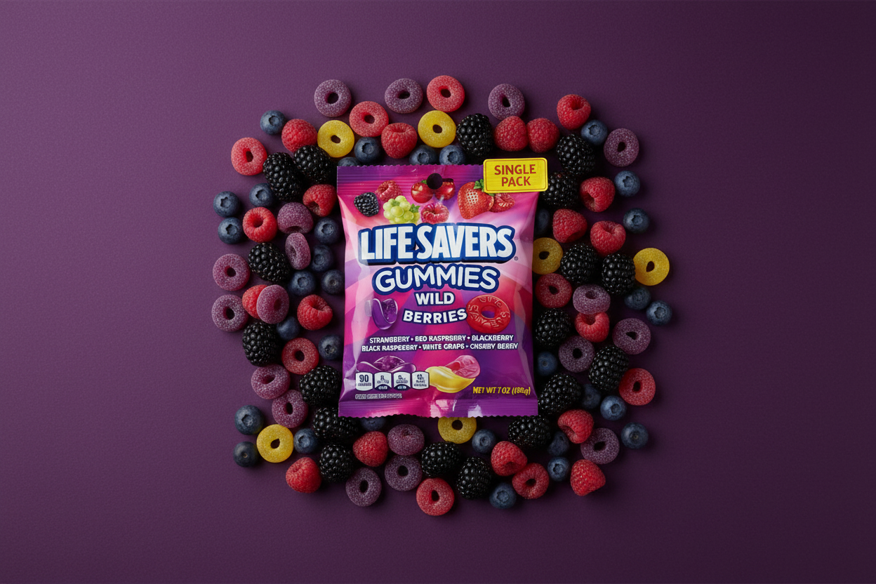 Life Savers Gummies Wild Berries – Purple Graphic Flat Lay