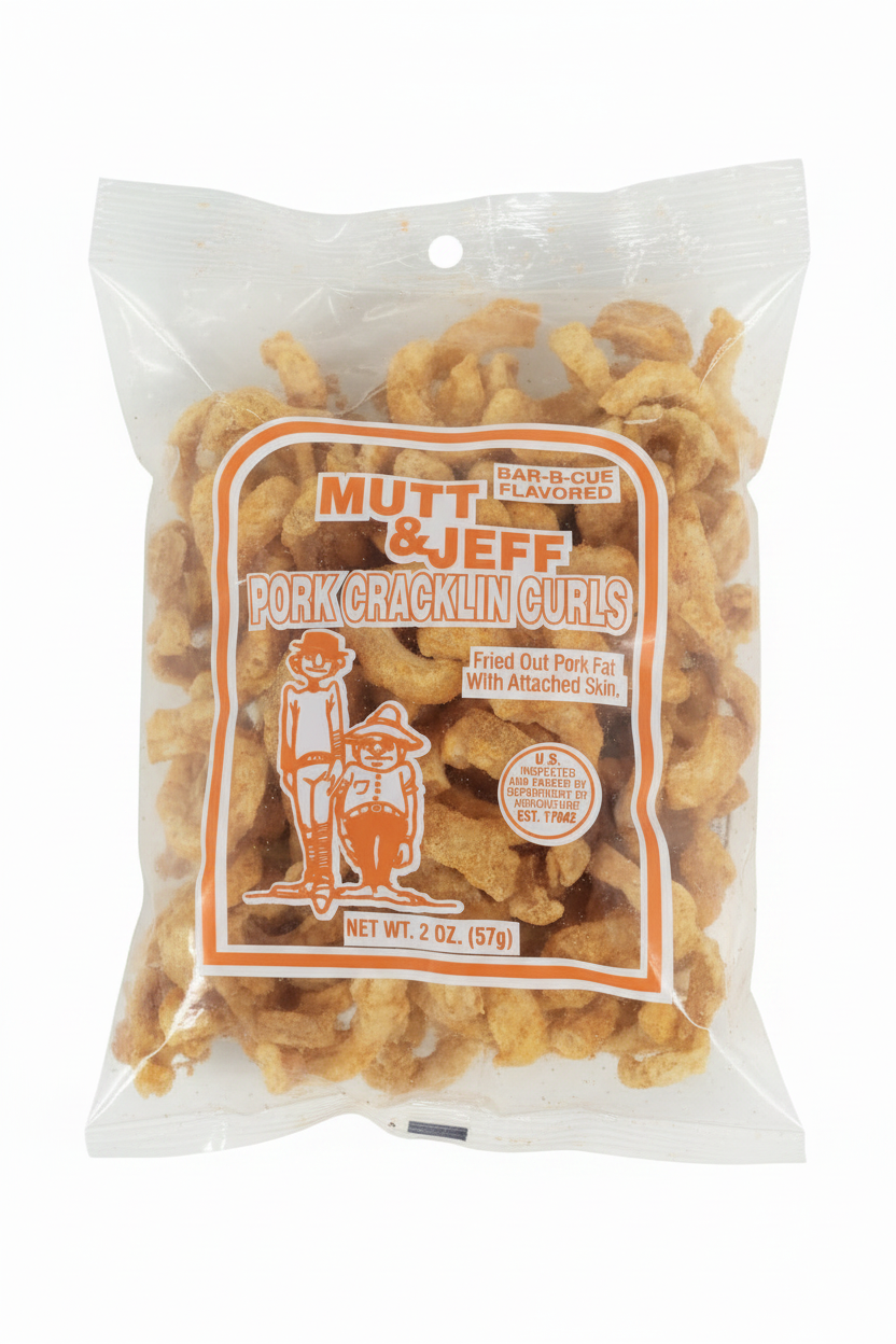 Mutt & Jeff BBQ Pork Cracklin Curls Enhanced