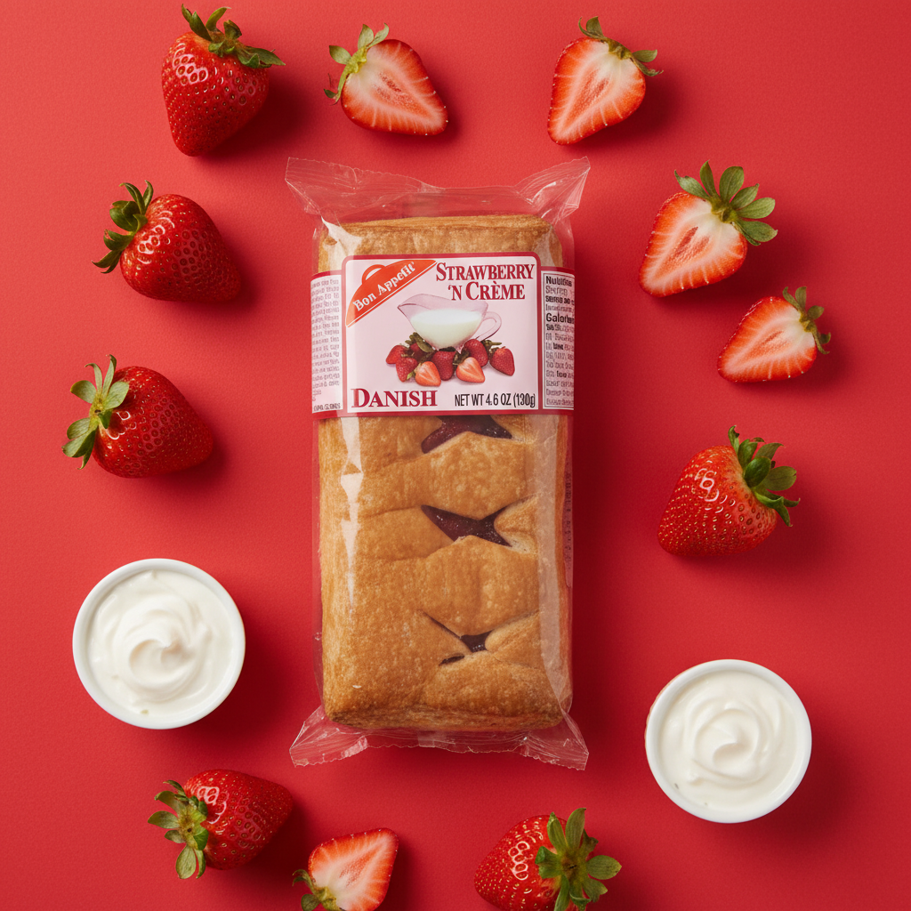 Strawberry Danish Red Flat Lay